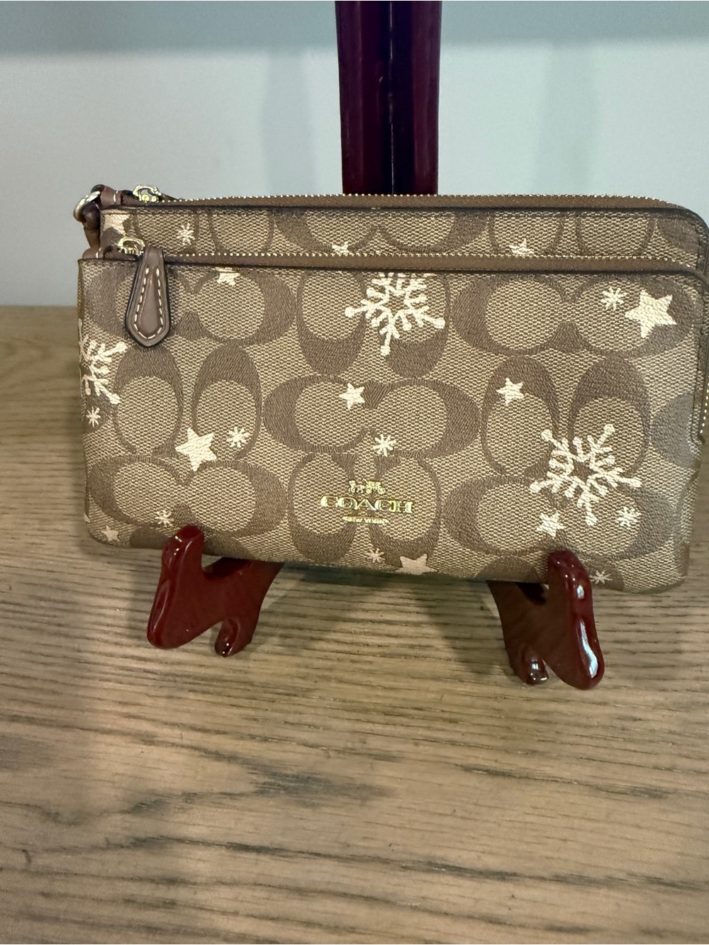 Coach #CN759 Signature Snowflake Double Zip Wallet wristlet